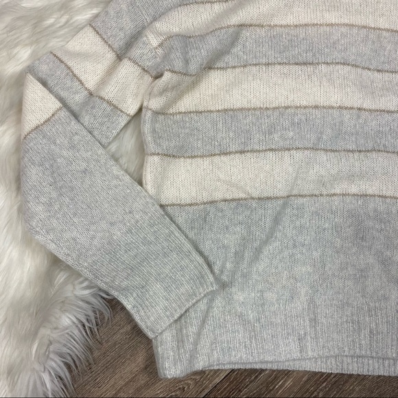 Rails Gray Stripe Cashmere & Silk Blend Sweater - Picture 4 of 6